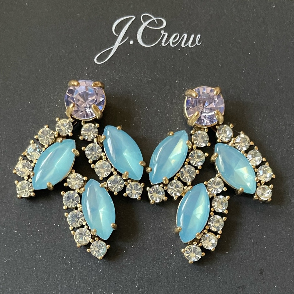 NEW J. Crew Crystal Leaf Stud Earrings